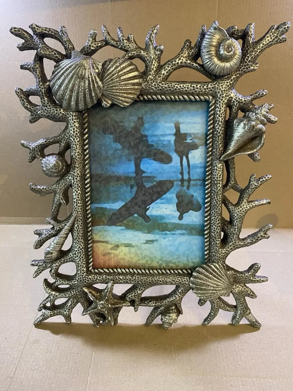 Silver Coral Shell Photo Frame for 5
